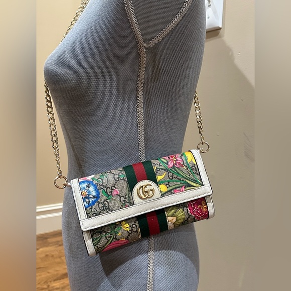 Authentic Gucci flora ophidia Wallet with Added unbranded Chain - Picture 1 of 16
